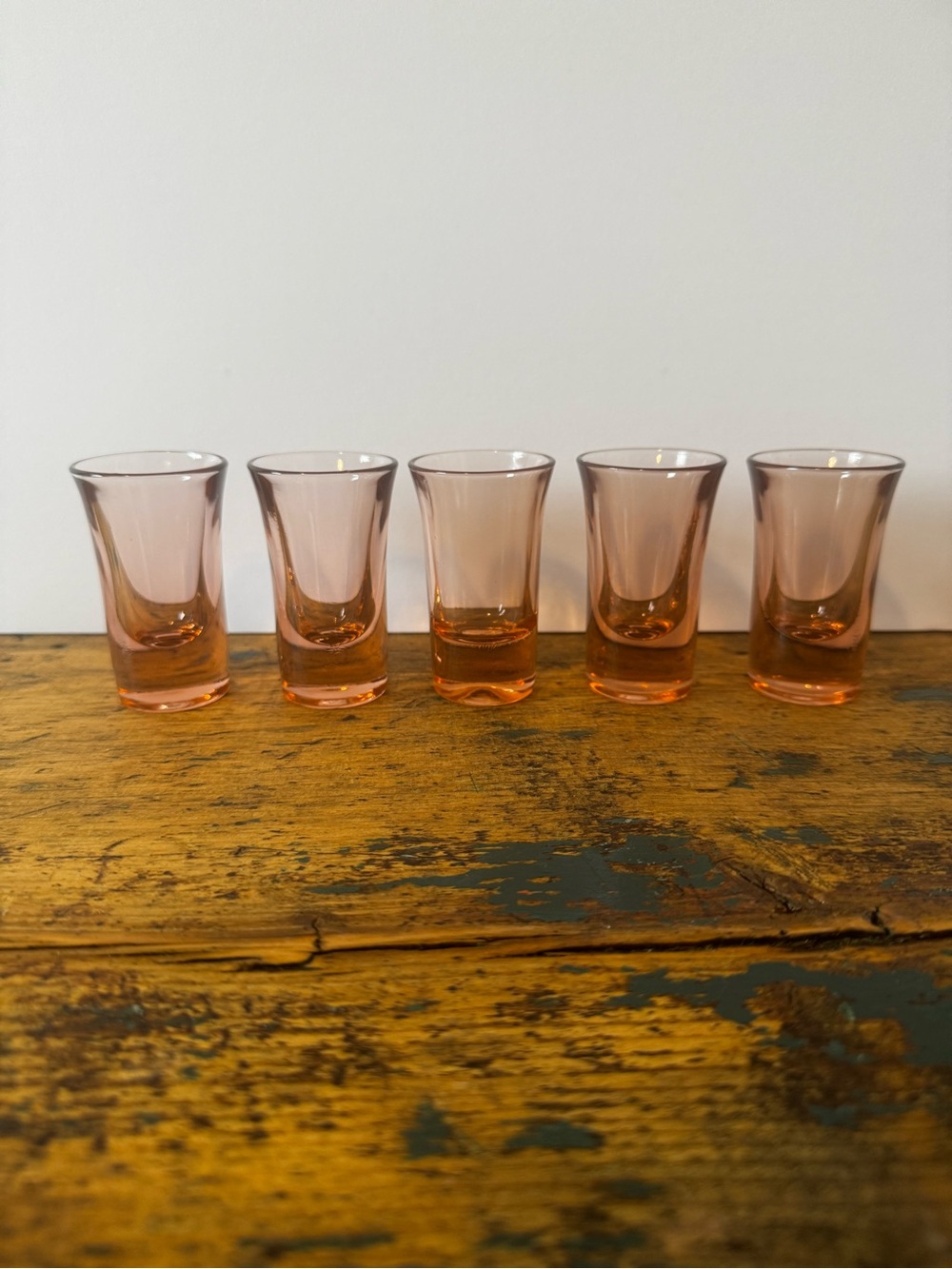 Set of 5 Pink Glass Shot Glasses